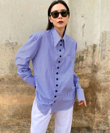 RNC Collection-Pin Stripe Oversized Shirt #211047
